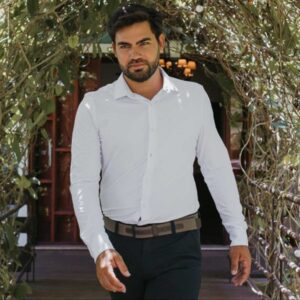 Camisa Slim Fit Manga Longa de Poliamida