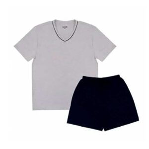 Pijama Masculino Plus Size de Meia Manga com Shorts Algodão com Poliéster Rei Malhas