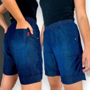 Bermuda Jeans com Elástico na Cintura Via Lance