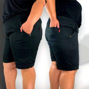 Bermuda Sarja Plus Size com Elástico na Cintura Via Lance